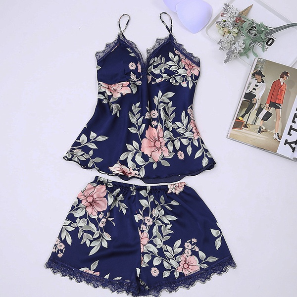 2-piece Sweet Floral Lace Cami Loungewear Set