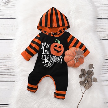 Stylish "My 1st Halloween " Hooded Jumpsuit in Black for Baby Boy