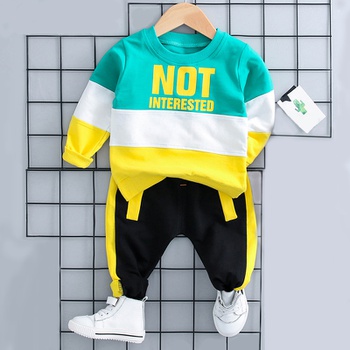 Stylish Color Blocking Long-sleeve Pullover and Pants Sets for Baby Boy