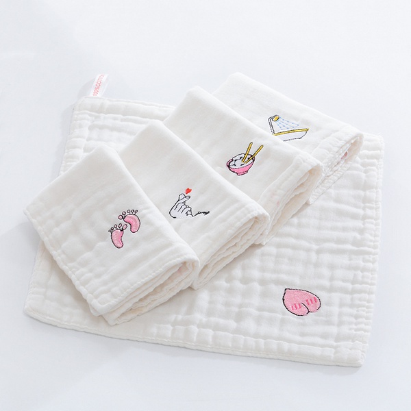 5 pcs Cartoon Soft Baby Burp Cotton Gauze Bibs Burp Cloths Saliva Towel Feeding Bips