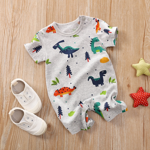 Baby Boy Dinosaur Print Short-sleeve Romper