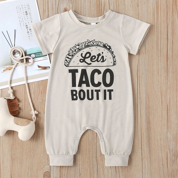 Baby Boy / Girl Taco Letter Print Short-sleeve Jumpsuit