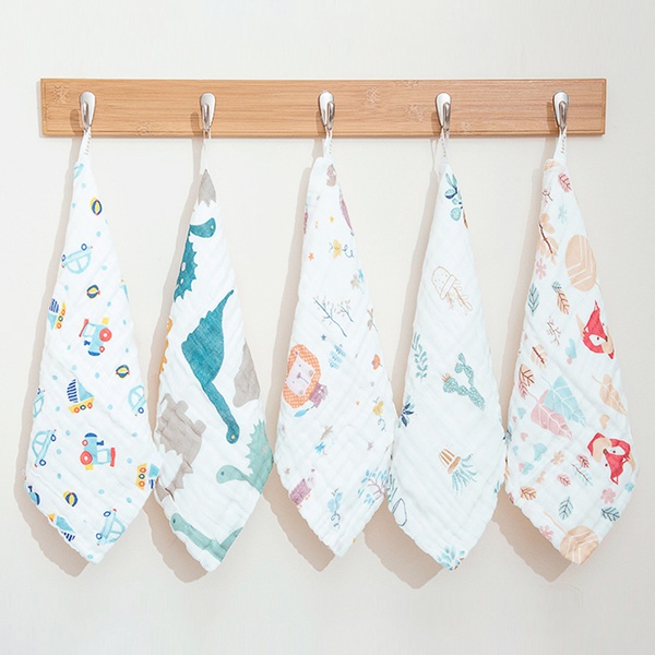 5-pcs New Born Baby Cotton Bips 6-Layer Handkerchief Towel Soft Gauze Bath Wash Towel Toddler Burp