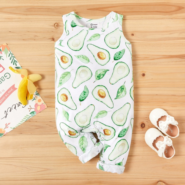 Baby Avocado Allover Sleeveless Jumpsuits