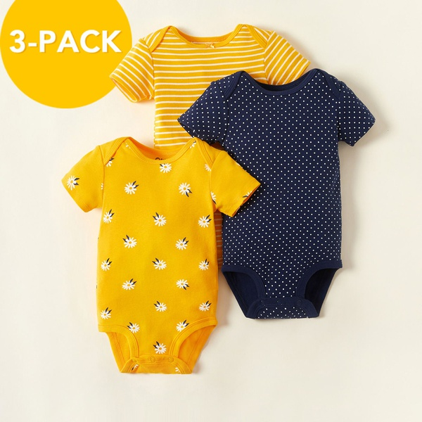 Limited quantity: 3-pack Bright Daisy Bodysuits