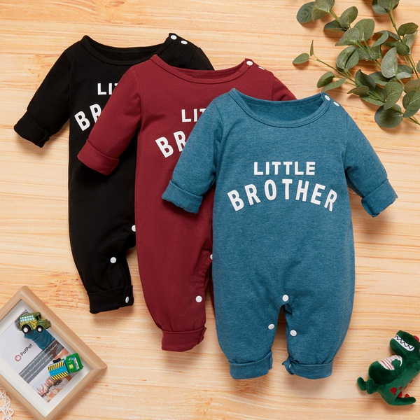 Baby Boy / Girl Little Brother Letter Print Long-sleeve Jumpsuit