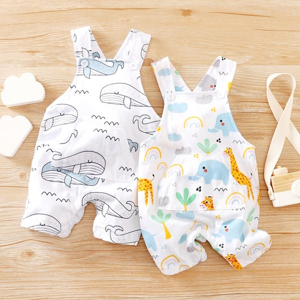 Baby Animal Whale or Elephant Print Strappy Bodysuits