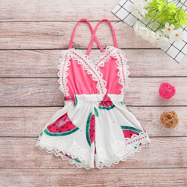 Baby Watermelon Style Strappy Lace Bodysuit