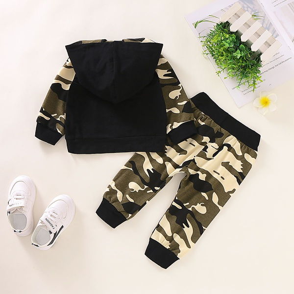 Baby Boy DADDY'S BOY Print Camouflage Long-sleeve Hoodie and Pants Set