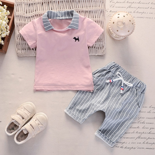 Baby Boy Tee and Striped Pants Set