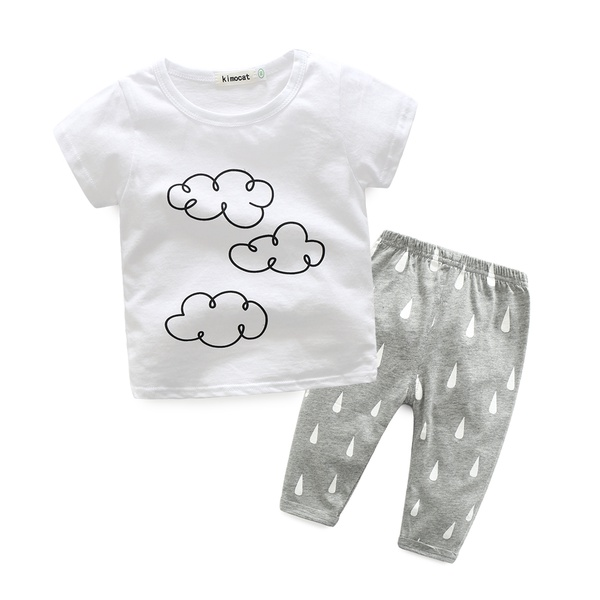 Baby Simple Cloud Print Top and Pants Set