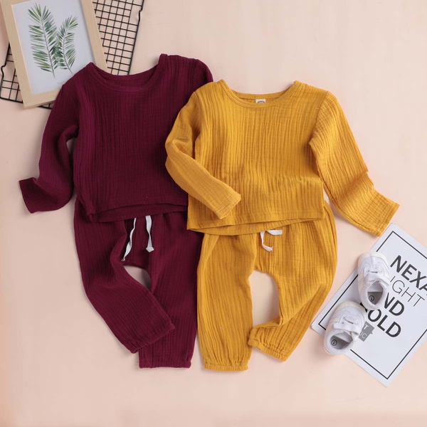 Solid Long-sleeve Top and Pants Set