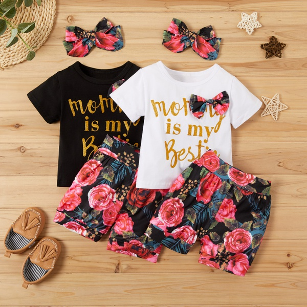 3 -piece Letter Print Short-sleeve Top and Allover Shorts Set