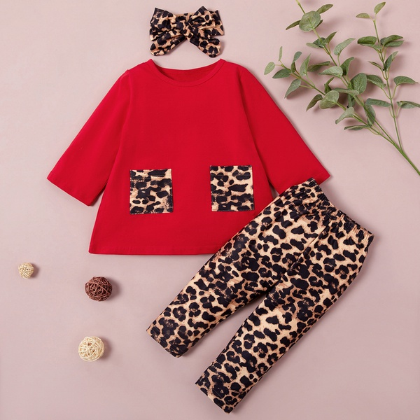 Baby / Toddler Girls Leopard Top and Pants with Headband Set