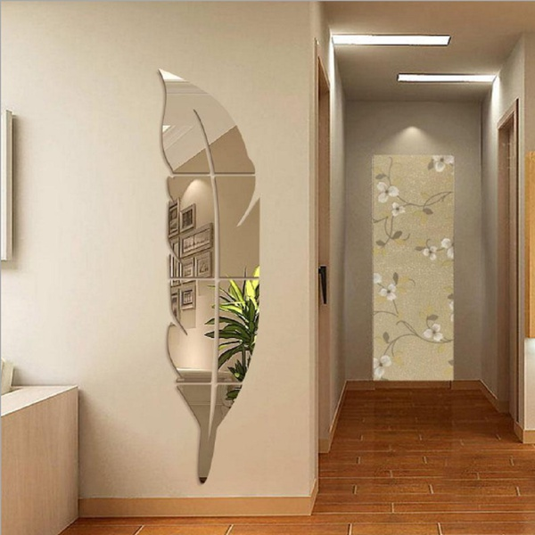 Pretty 3D Feather Design Wall Mirror