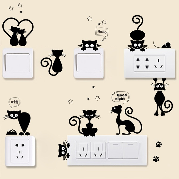 DIY Black Cartoon Cat Removable Wall Sticker