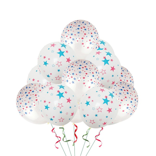 50Pcs Set The fourth of July Star Printed Balloons Party Decor