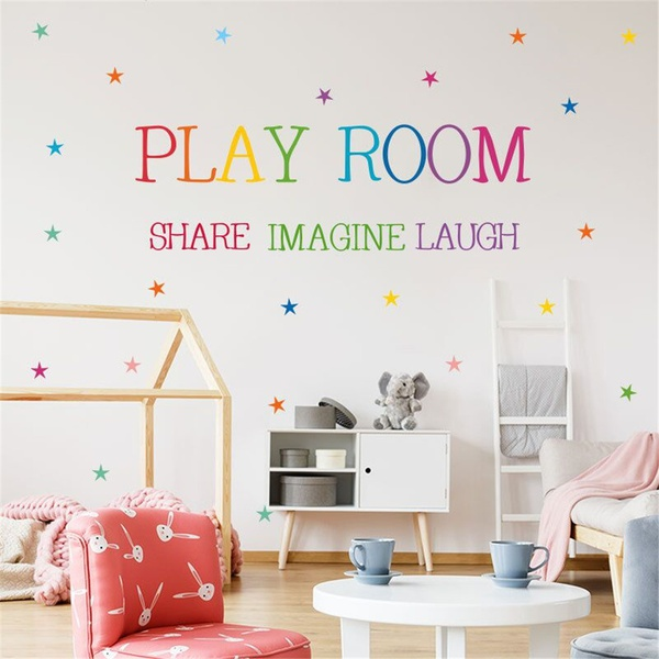 Colorful Play Room Letter Print Wall Sticker