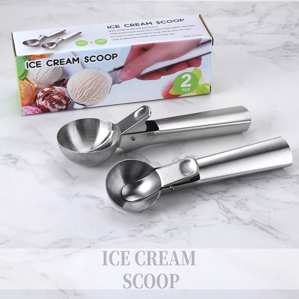 Stainless Steel ice Cream Scoop Icecream Spoons Easy to Trigger
