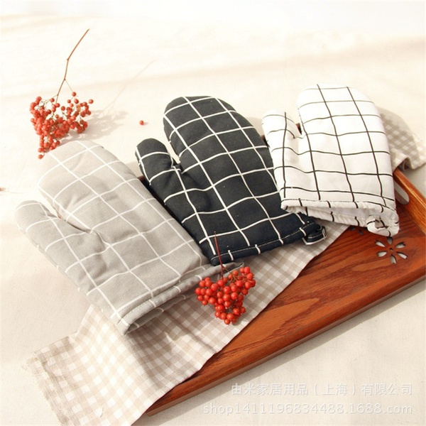 Heat Resistant Gloves Check Cotton Oven Glove
