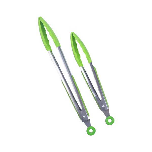 2 Pack Kitchen Tongs Silicone and Stainless Steel BBQ Cooking Grilling Locking Food Tongs 9-Inch & 12-Inch