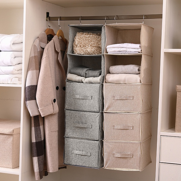 Imitation Linen Fabric Multi Layers Foldable Clothing Organizer With Separate Drawer