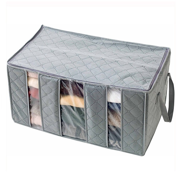 Collapsible See-through Cloth Storage Bag in Grey