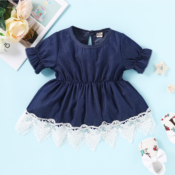 Baby / Toddler Lace Decor Denim Dress