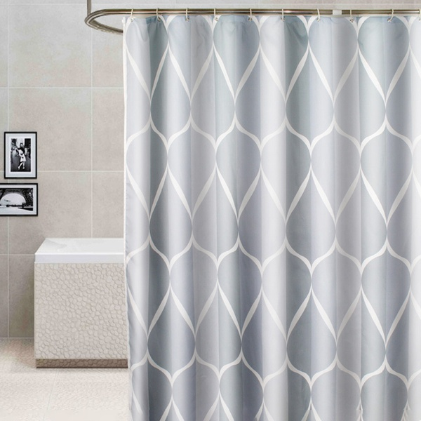 Shower Curtain Waterproof Fabric with Hooks