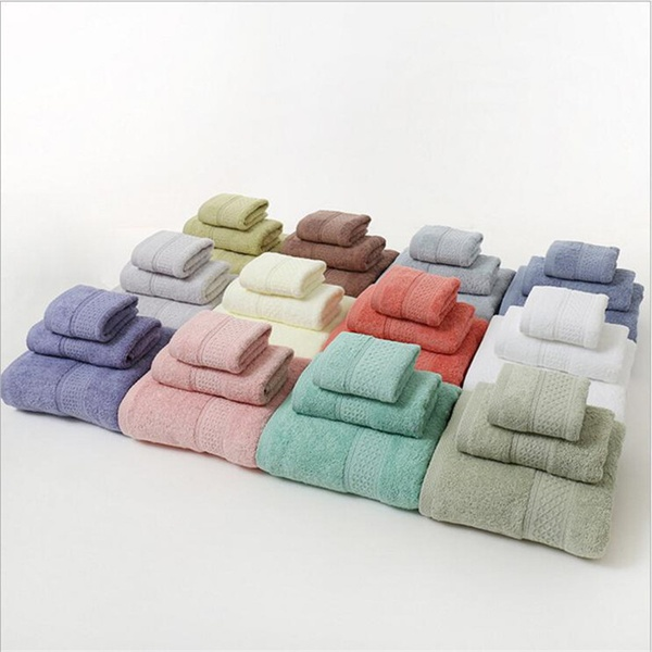 3PCS Set 100% Cotton Solid Bath Towel, Hand Towel, and Washcloth