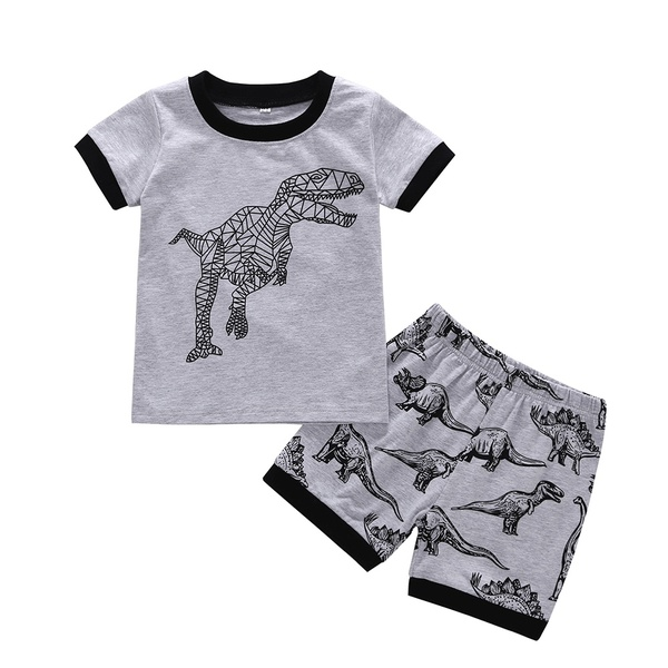 2-piece Baby / Toddler Boy Trendy Dinosaur Print Trendy and Shorts Set