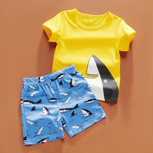 2-piece Baby / Toddler Boy Adorable Shark Print Tee and Shorts Set