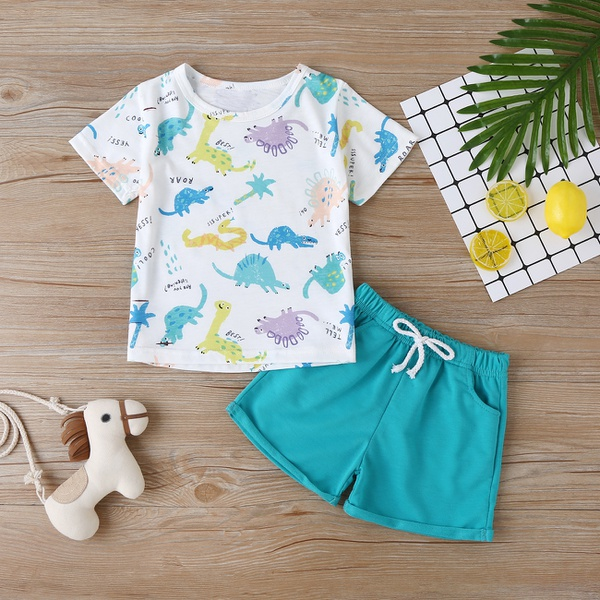 2-piece Baby / Toddler Boy Adorable Dino Print Tee and Shorts Set