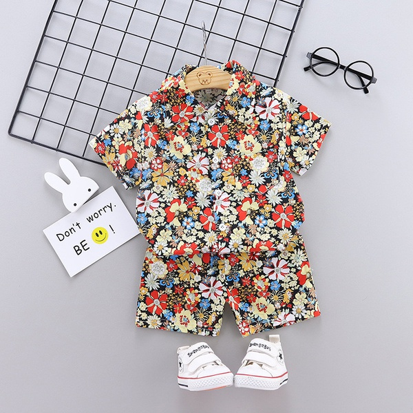 2-piece Baby / Toddler Boy Stylish Floral Allover Shirt and Shorts Sets