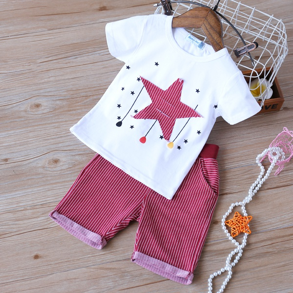 2-piece Baby / Toddler Boy Stylish Stars Decor Tee and Shorts Sets
