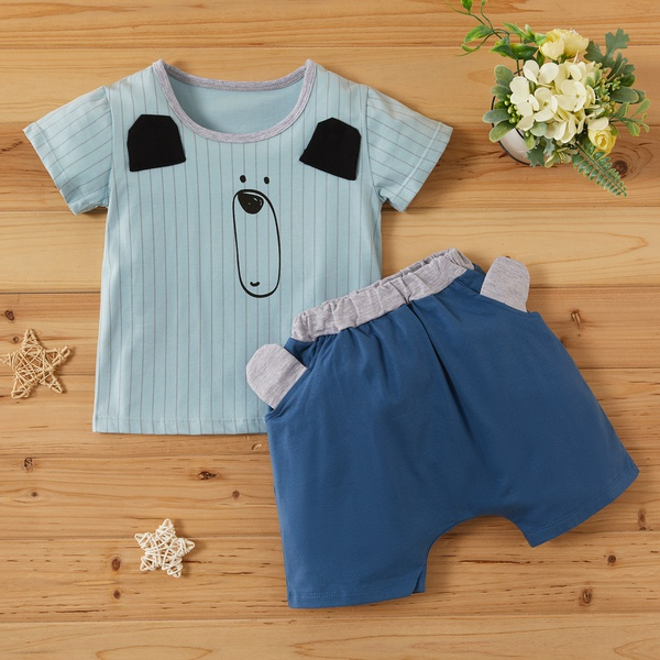 2-piece Baby / Toddler Boy Adorable Bear Tee and Shorts Set