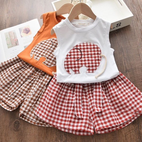2-piece Baby / Toddler Girl Adorable Plaid Elegant Decor Top and Shorts Sets