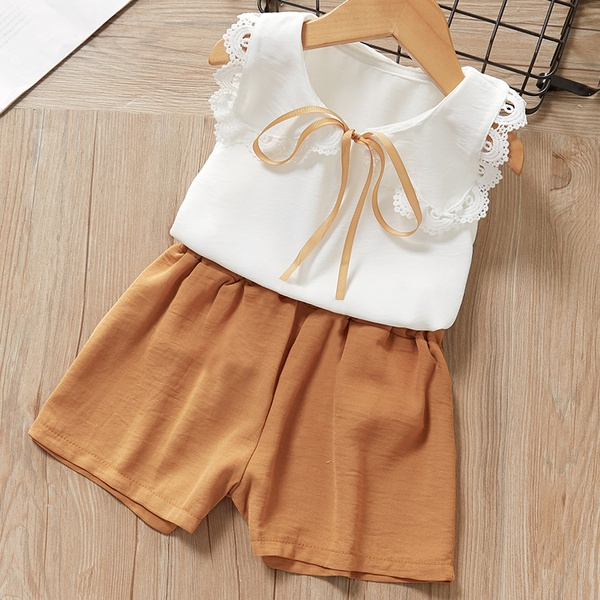 2-piece Toddler Girl Pretty Solid Top and Shorts Set