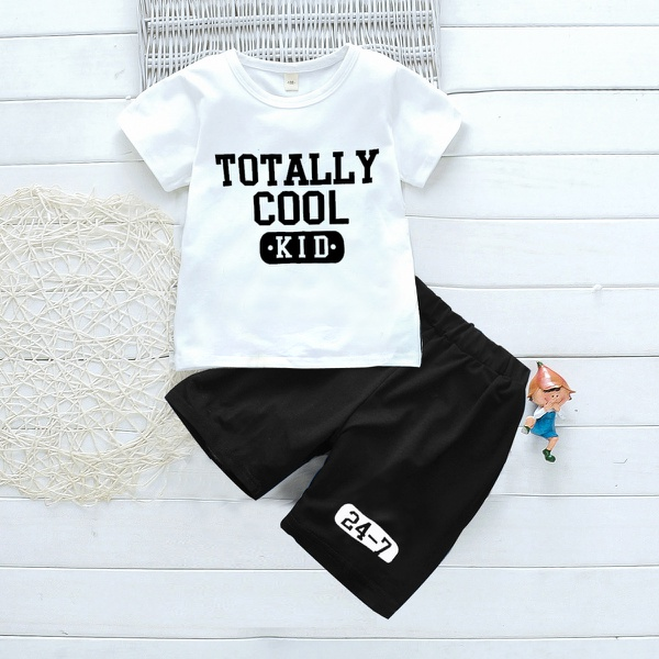 2-piece Toddler Letter Print Tee and Shorts Sets