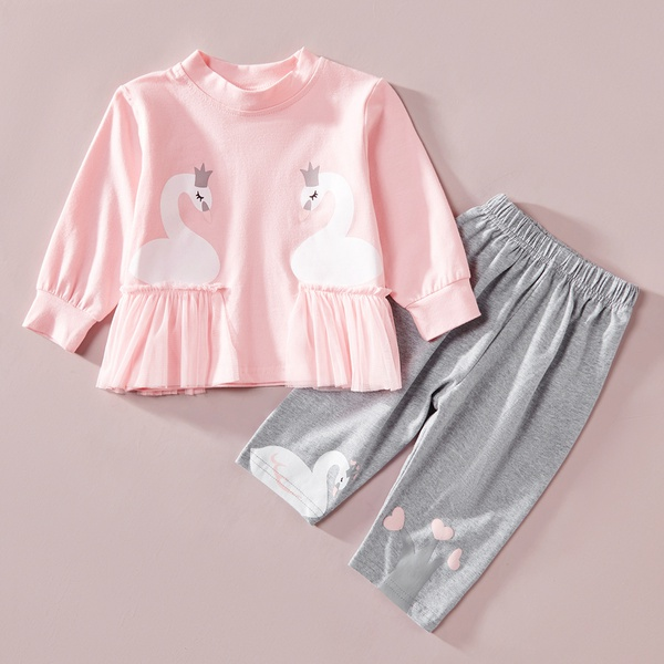 2-piece Baby / Toddler Girl Goose Print Top and Pants Set