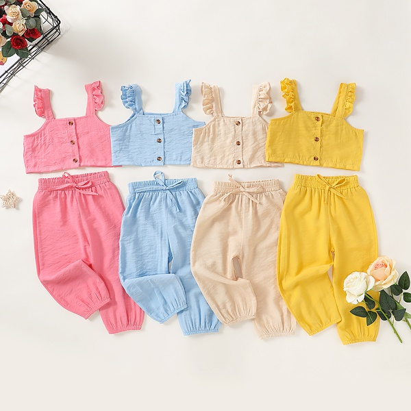 2-piece Baby / Toddler Girl Casual Solid Top and Pants Sets