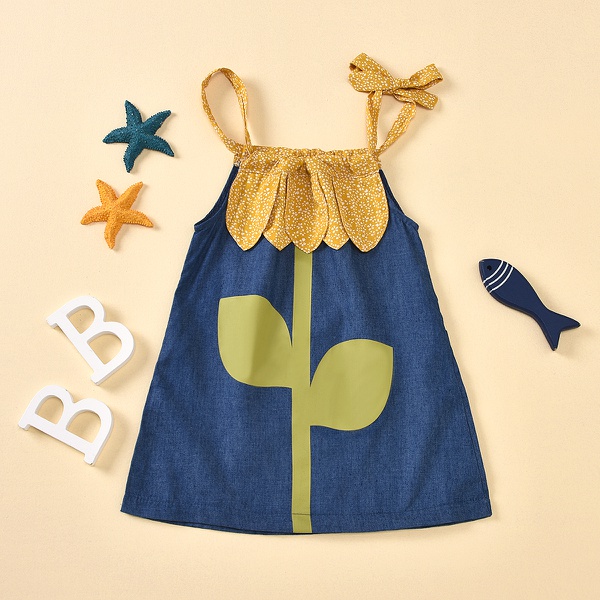 Baby Girl Casual Denim Flower Dress