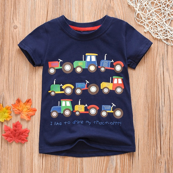 Lovely Tractors Print Short-sleeve Tee for Baby and Toddler Boys