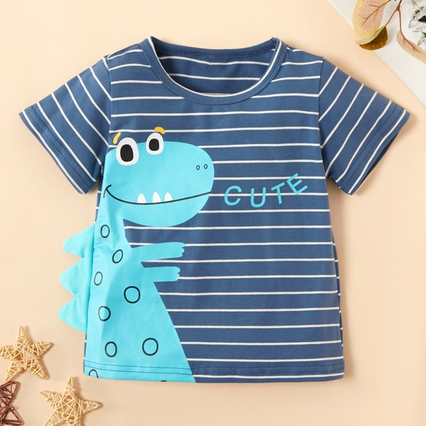Baby / Toddler Boy Adorable Dino Print Striped Tee