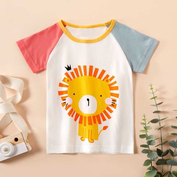 Baby / Toddler Adorable Lion Print Colorblock Tee