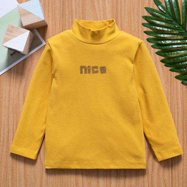 Baby / Toddler Causal Letter Solid Hight Neck Long-sleeve Tee