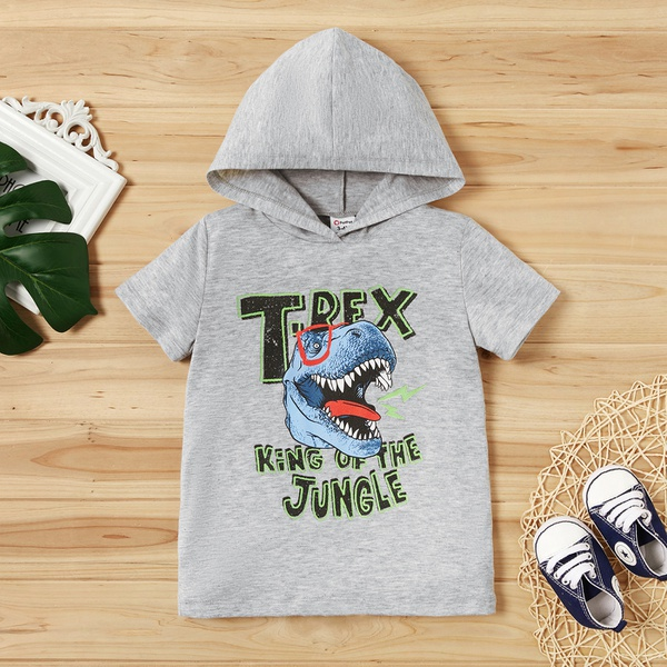 Toddler Boy Stylish Dino Print Hooded Top