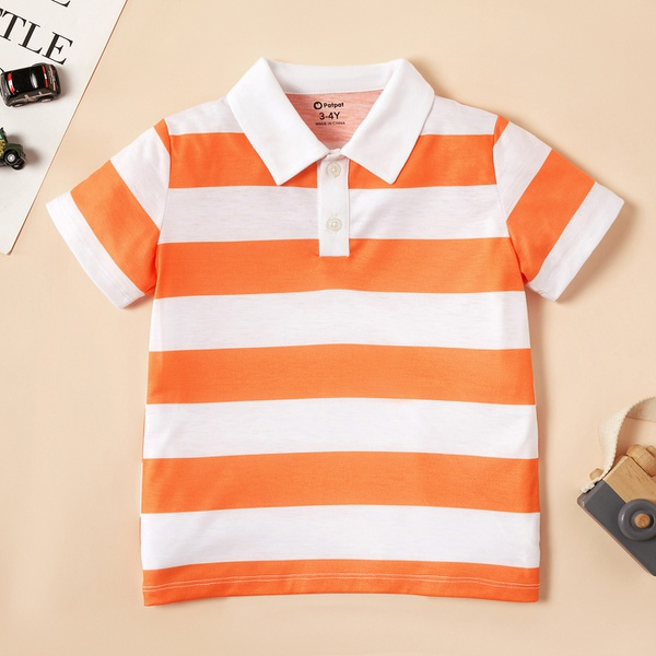 Toddler Boy Causal Striped Short-sleeve Polo Collar Tee