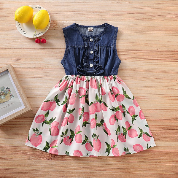 Baby / Toddler Pink Lemon Splice Denim Dress