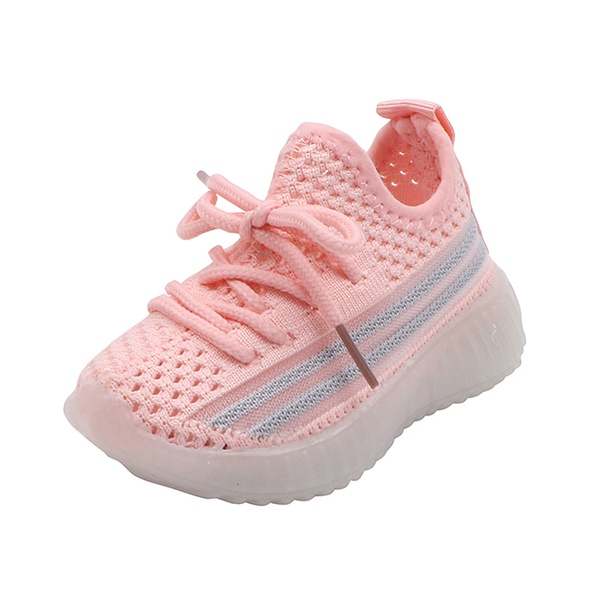 Toddler / Kids Knitted Striped Lace-UP Fluorescent Sneakers